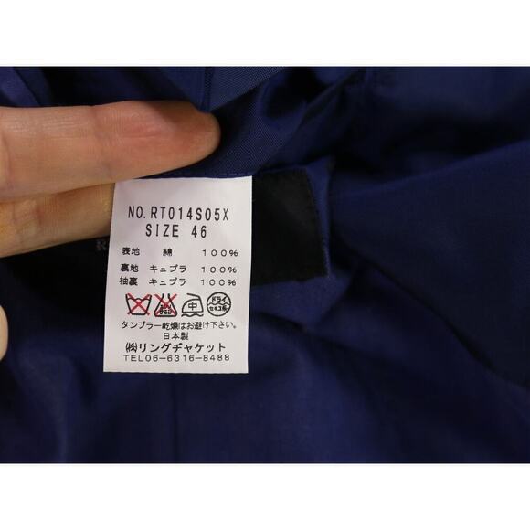 Ring Jacket Japan Blue Solaro Cotton Herringbone 3/4 Length Overcoat 36-38 - Picture 8 of 9